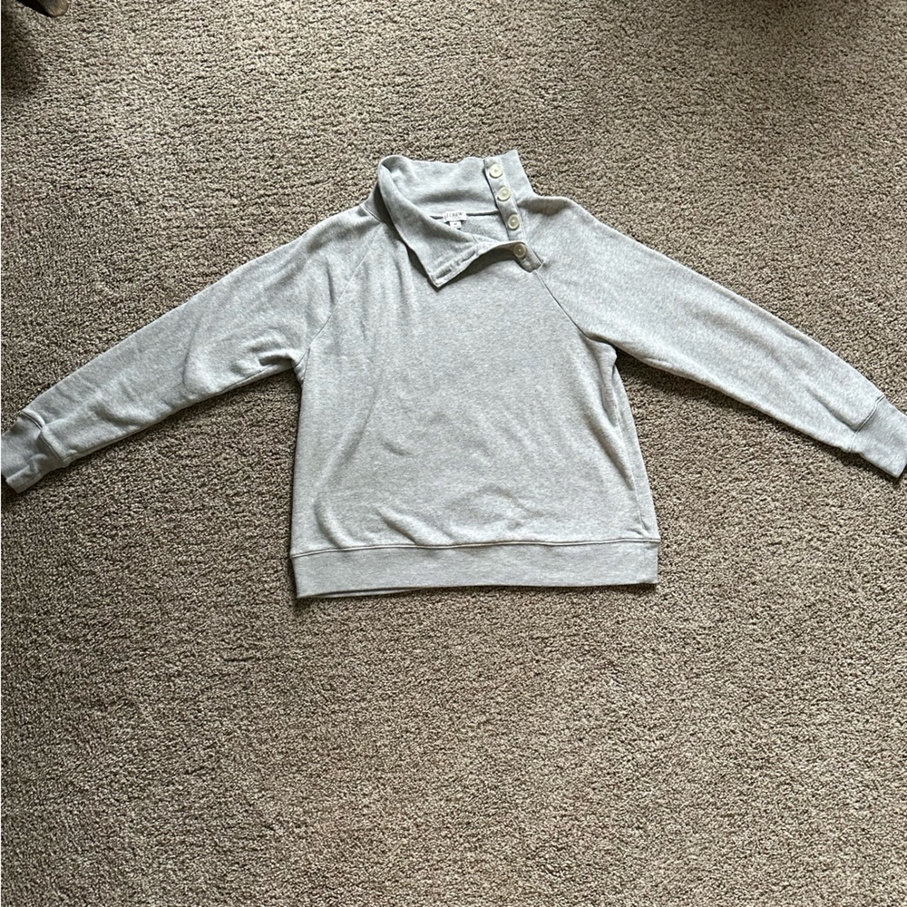 J. Crew, light gray sweater.